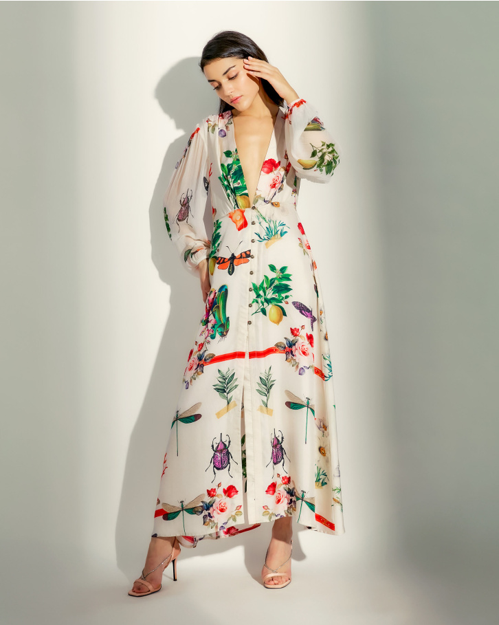 Floral Prism V-neck Maxi dress