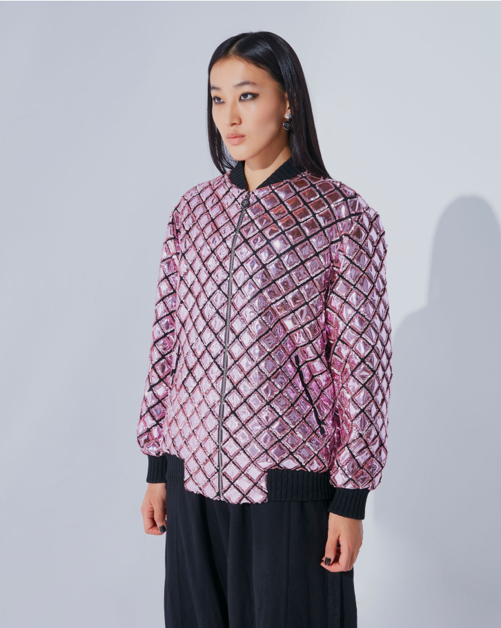 Pink chrome applique jacket