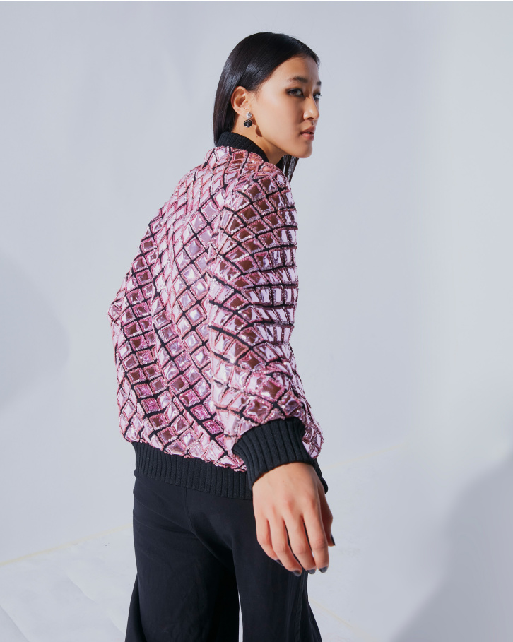 Pink chrome applique jacket