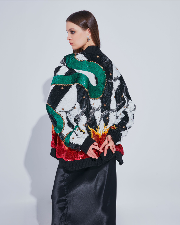 Oriental oversized hand embellished jacket