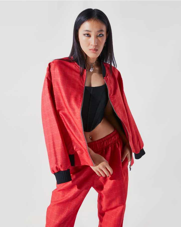 FSP Red monogrammed bomber set