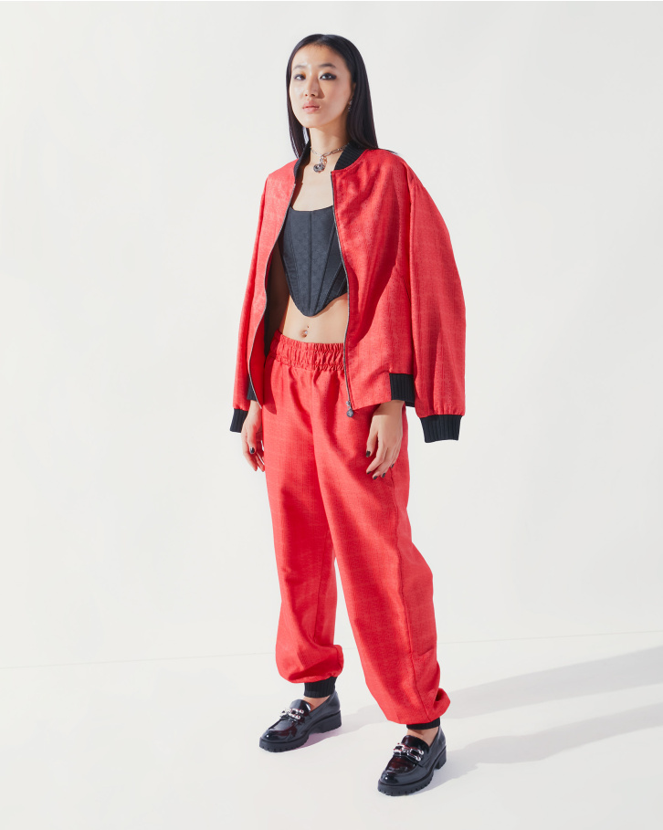 FSP Red monogrammed bomber set