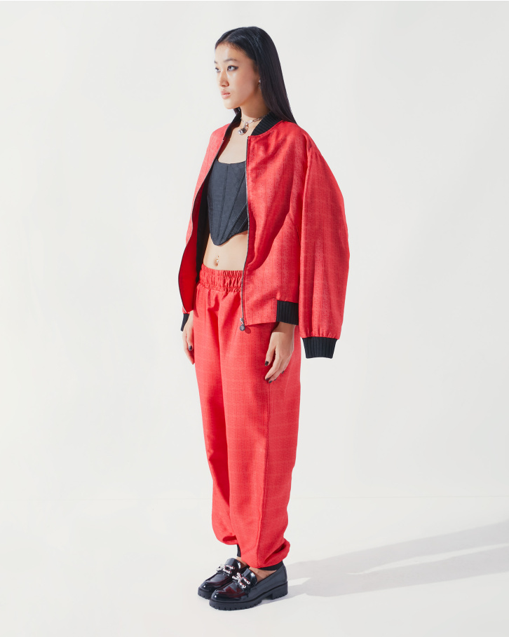 FSP Red monogrammed bomber set