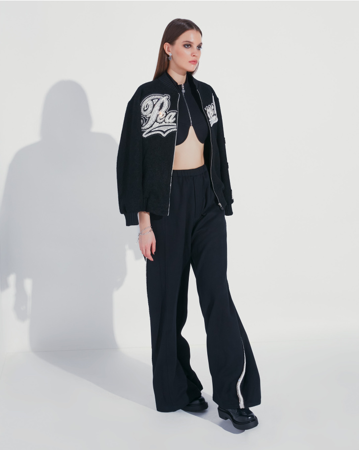Peacock fleece embellished jacket