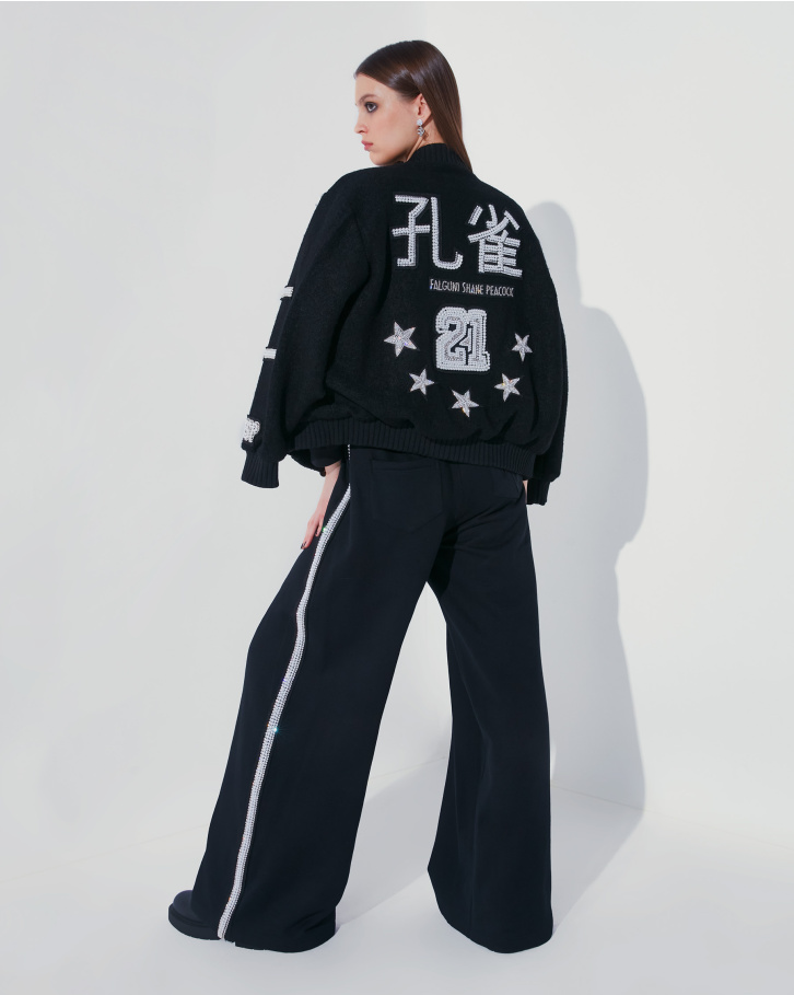 Peacock fleece embellished jacket