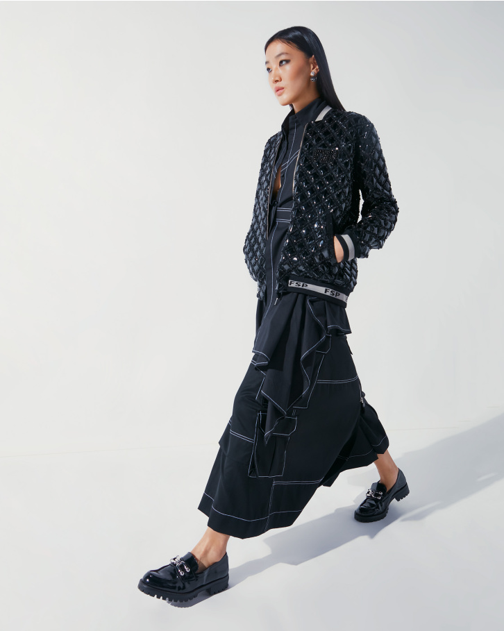 Chromium applique bomber jacket