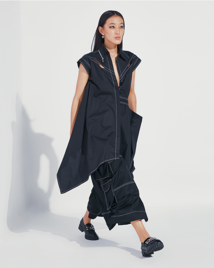 Carbon asymmetric long shirt