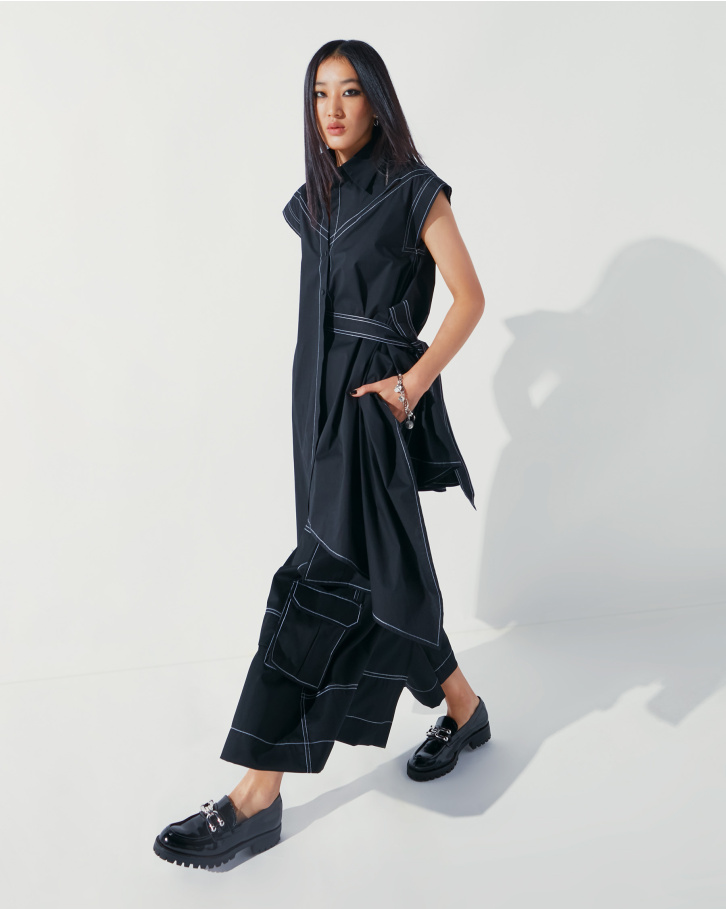 Carbon asymmetric long shirt