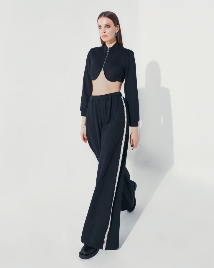 Terry cropped sweatshirt and jogger set
