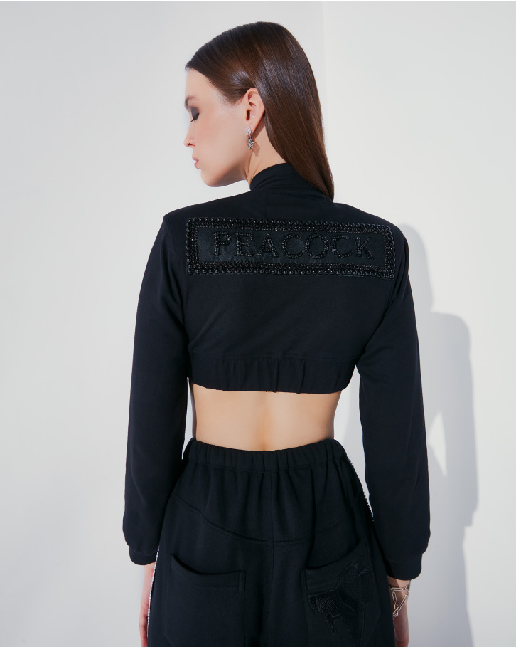 Terry cropped sweatshirt and jogger set