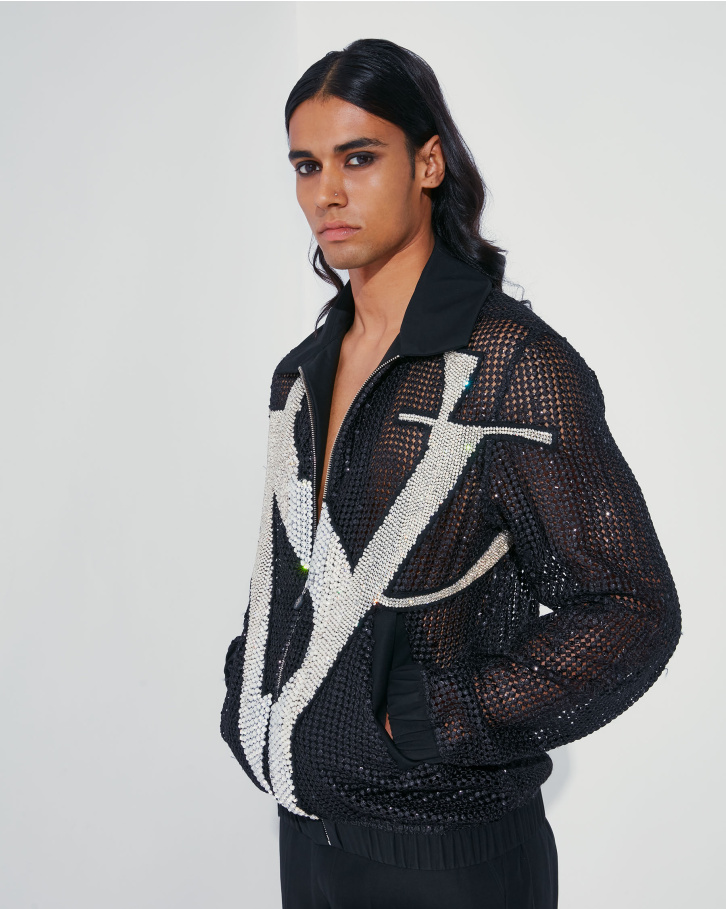 Mesh-mash bomber jacket