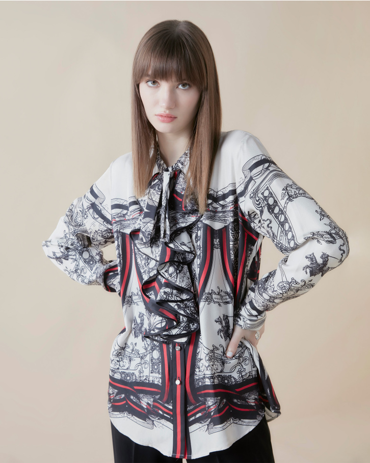 Crimson Nouveau ruffle shirt