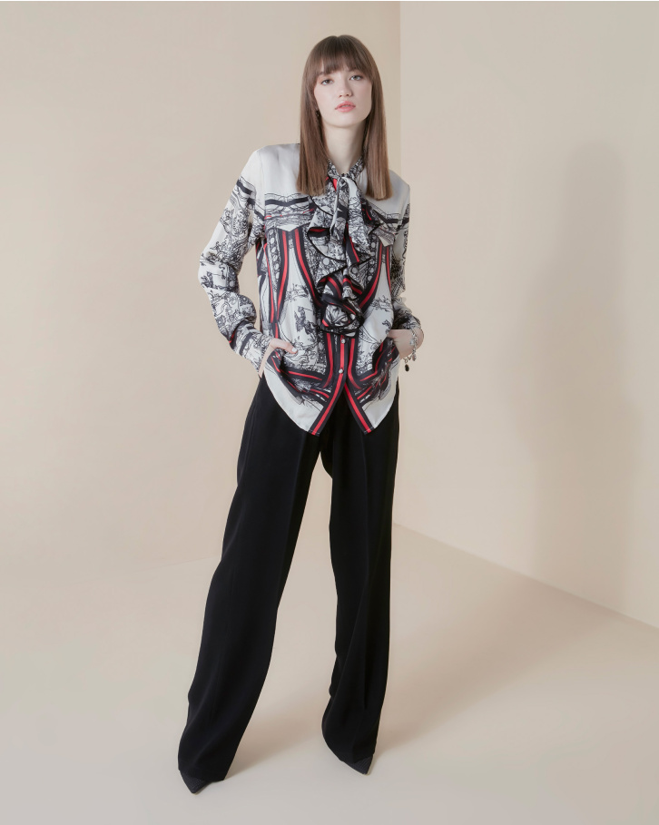 Crimson Nouveau ruffle shirt