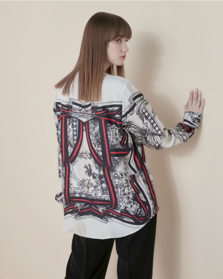 Crimson Nouveau ruffle shirt