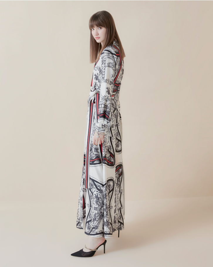 Crimson Nouveau long pleated dress