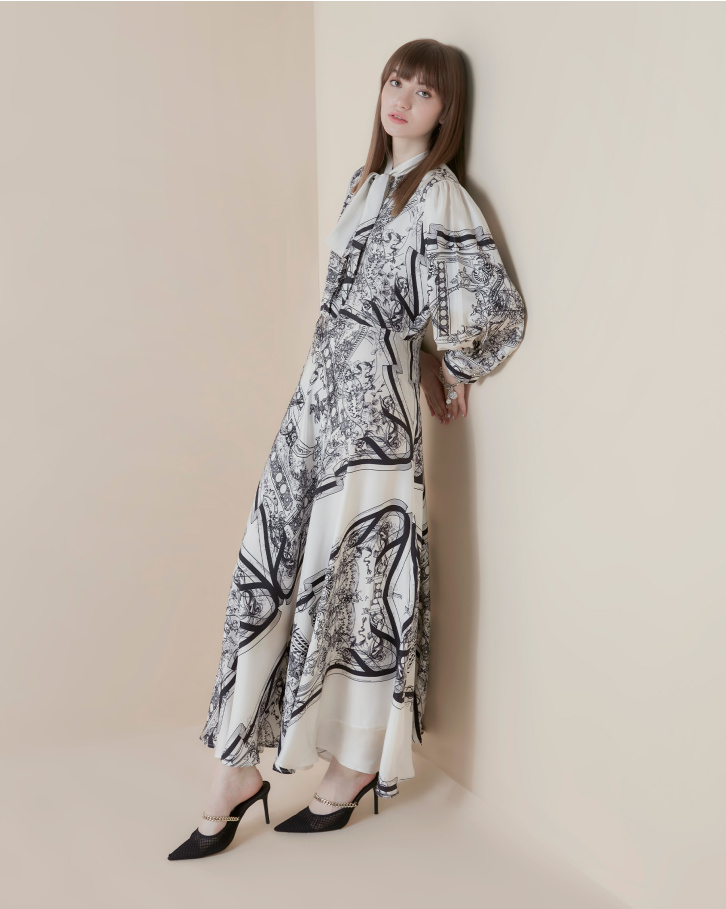 Monochrome Nouveau long dress