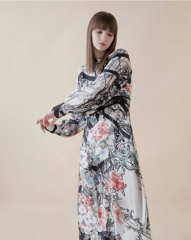 Bloomed Nouveau long dress