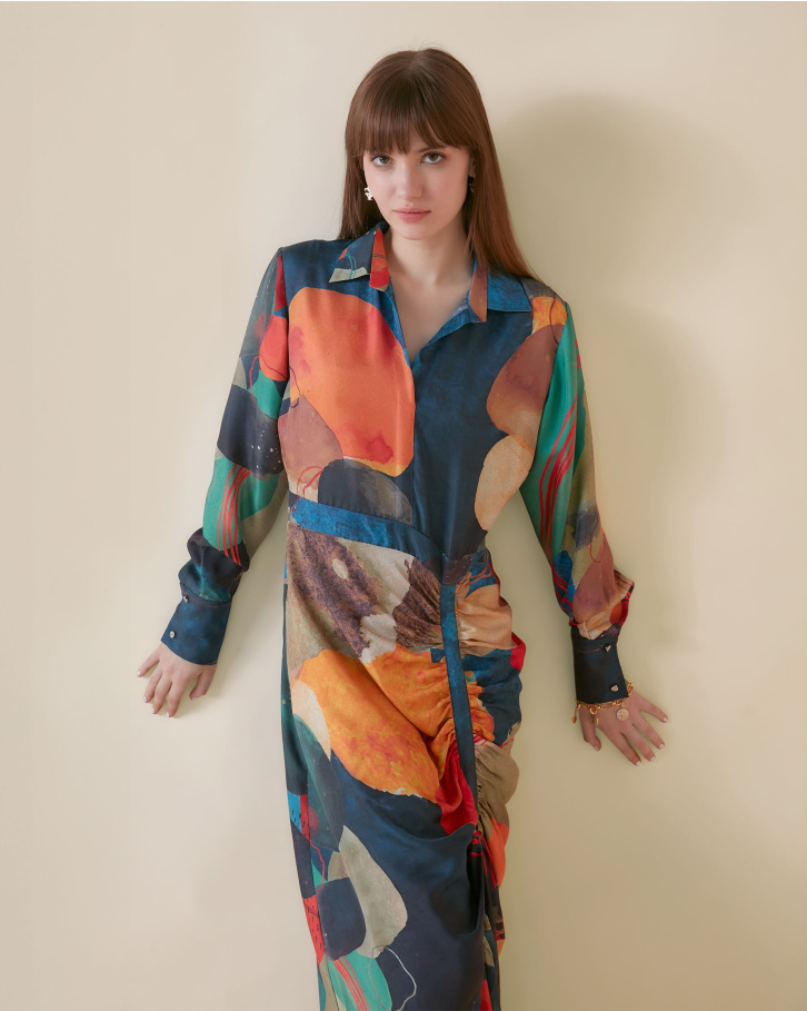 Abstract Astral gathered dress