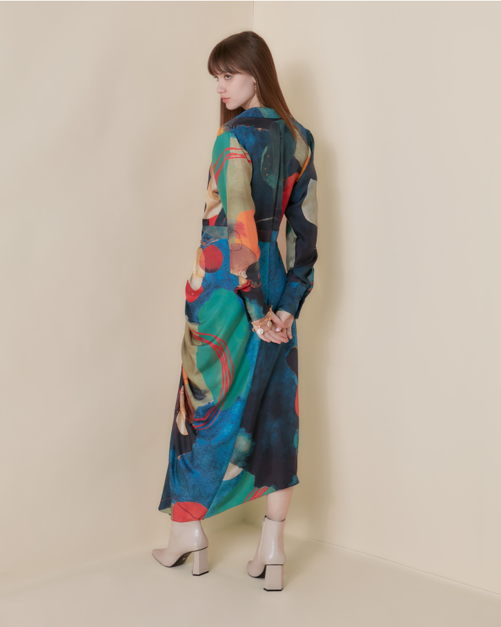 Abstract Astral gathered dress