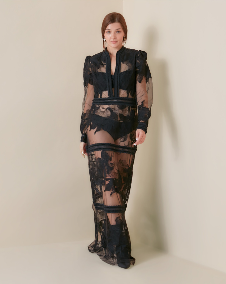 Tropical Chantilly long dress