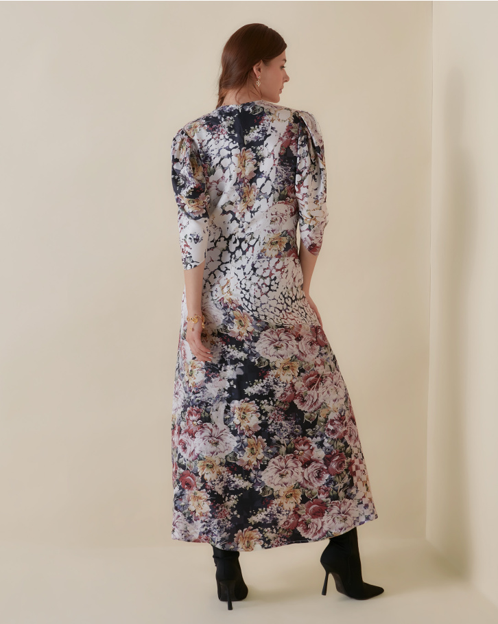 Botanic Lynx gathered midi dress