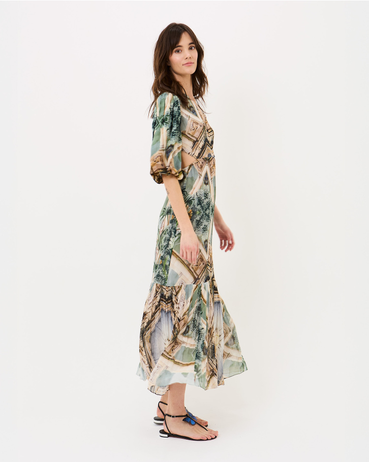 Palm and Prism Midi Dress