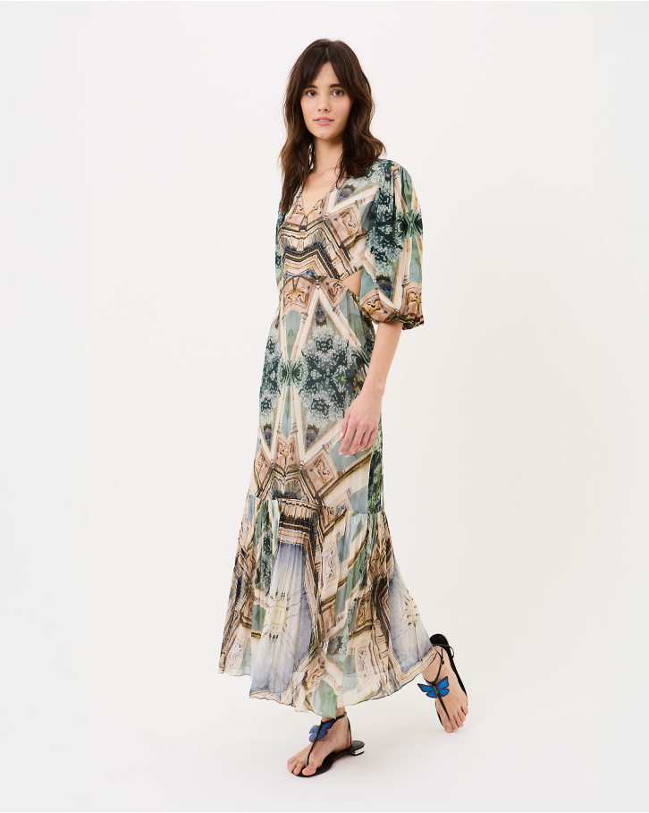 Palm and Prism Midi Dress