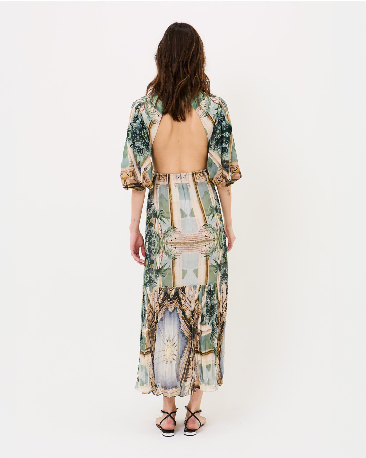 Palm and Prism Midi Dress