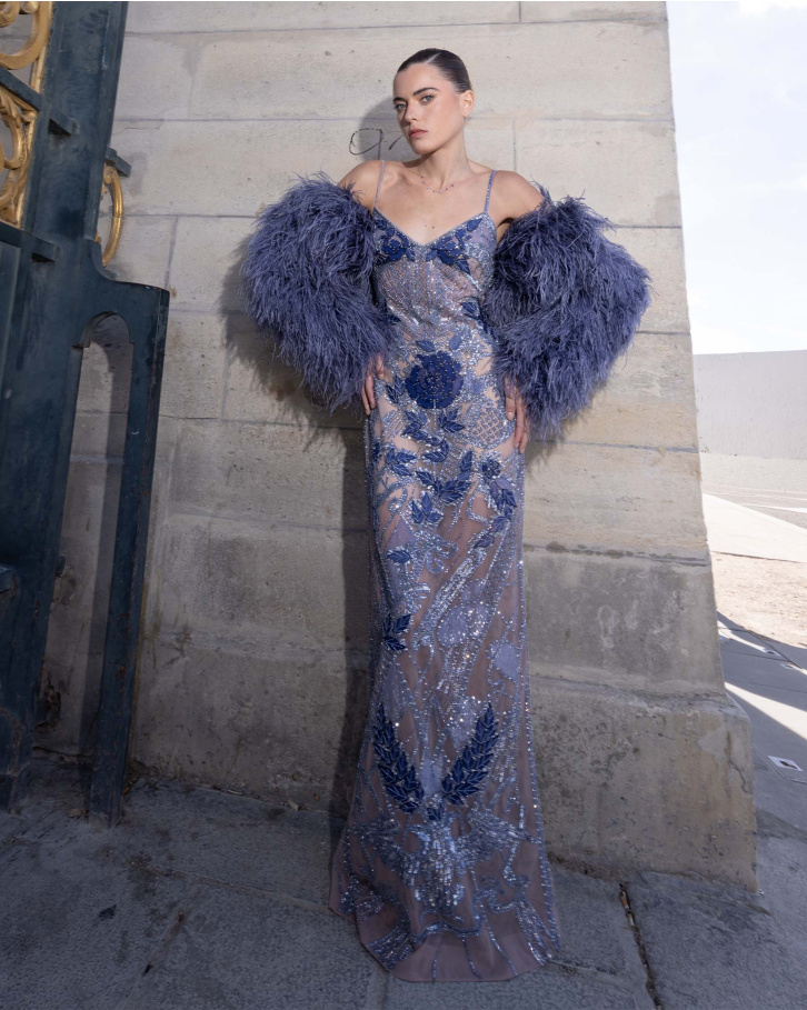 Livia, Navy and Grey Embellished Gown