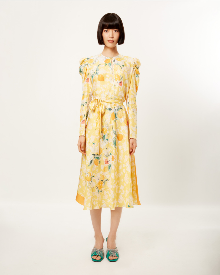 Tangerine Bloom midi Dress