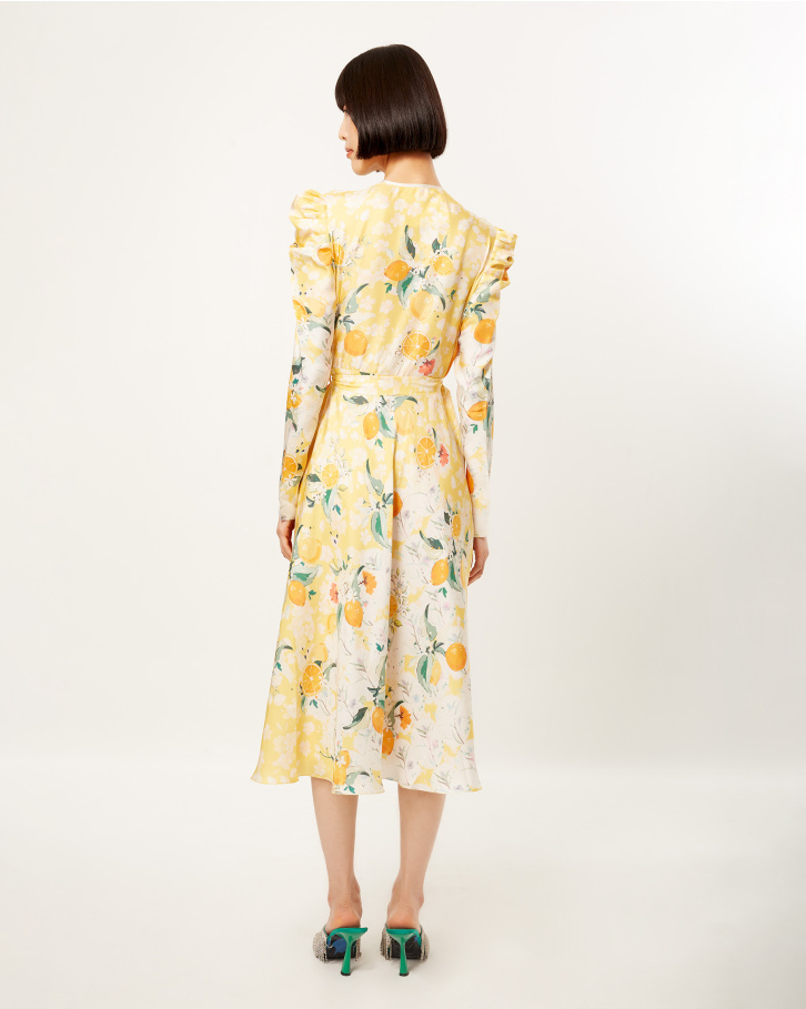 Tangerine Bloom midi Dress