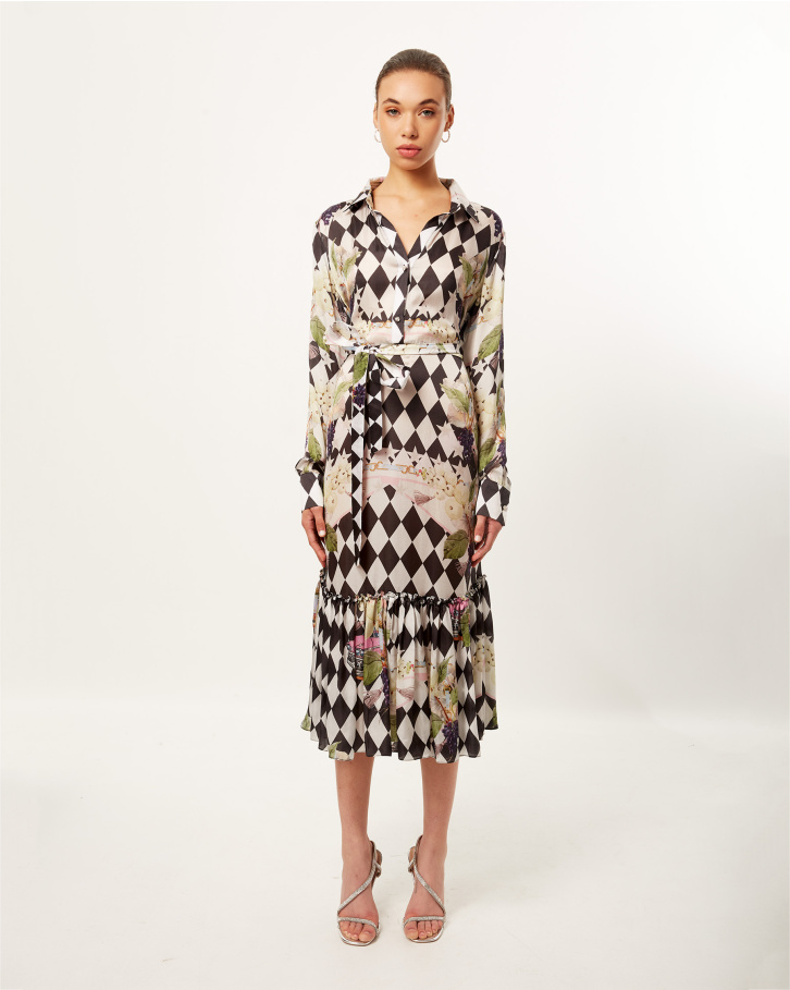 Monochrome Fremont Fair Midi Dress