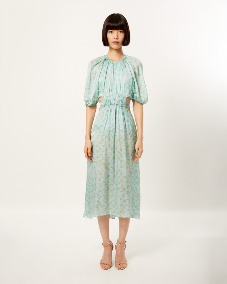 Teal Theatrical Abstract midi Dress