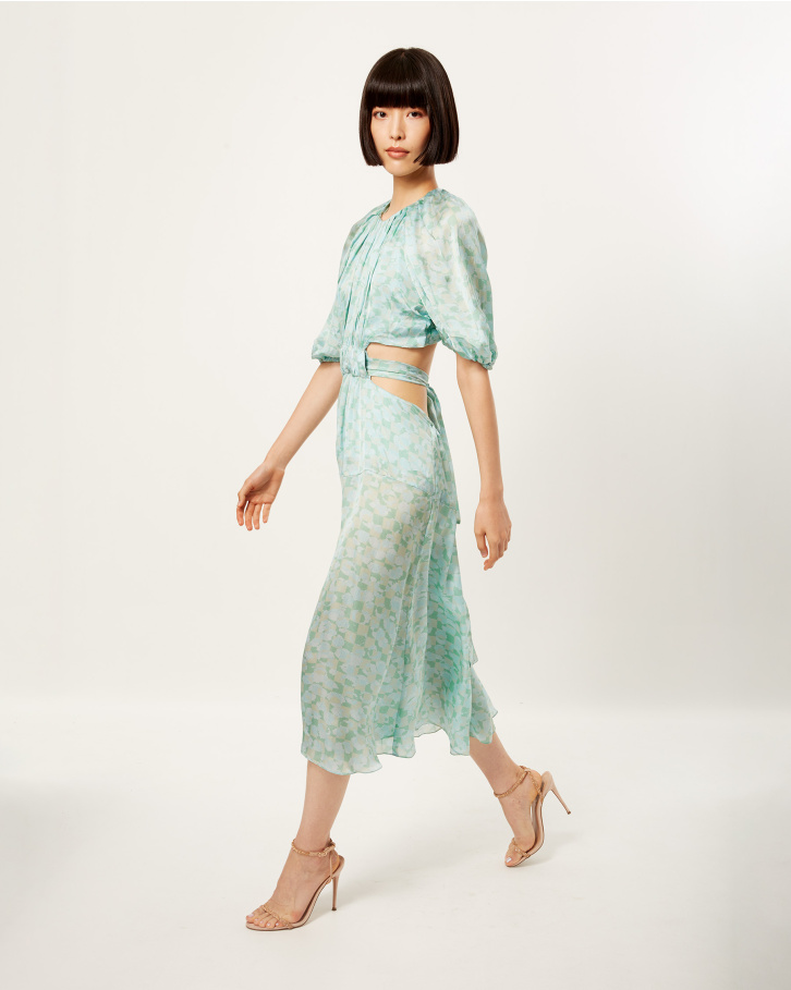 Teal Theatrical Abstract midi Dress