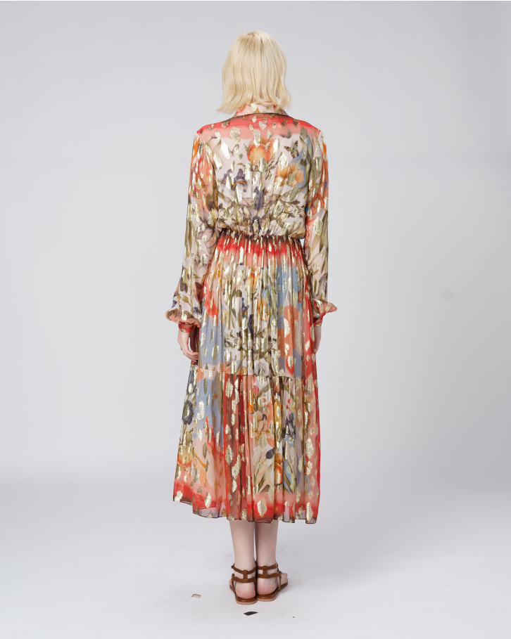 Floral Sonata Midi Shirt Dress