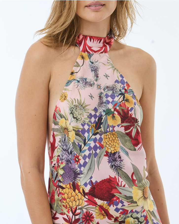 Garnet Blossom Maxi Dress