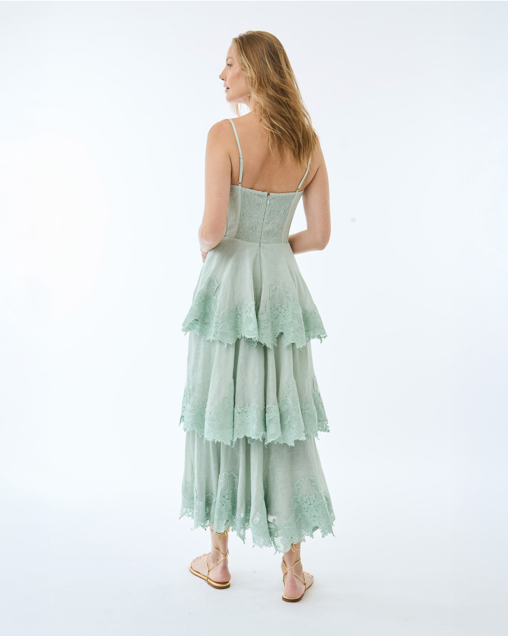 Mint Green Embroidered Midi Dress