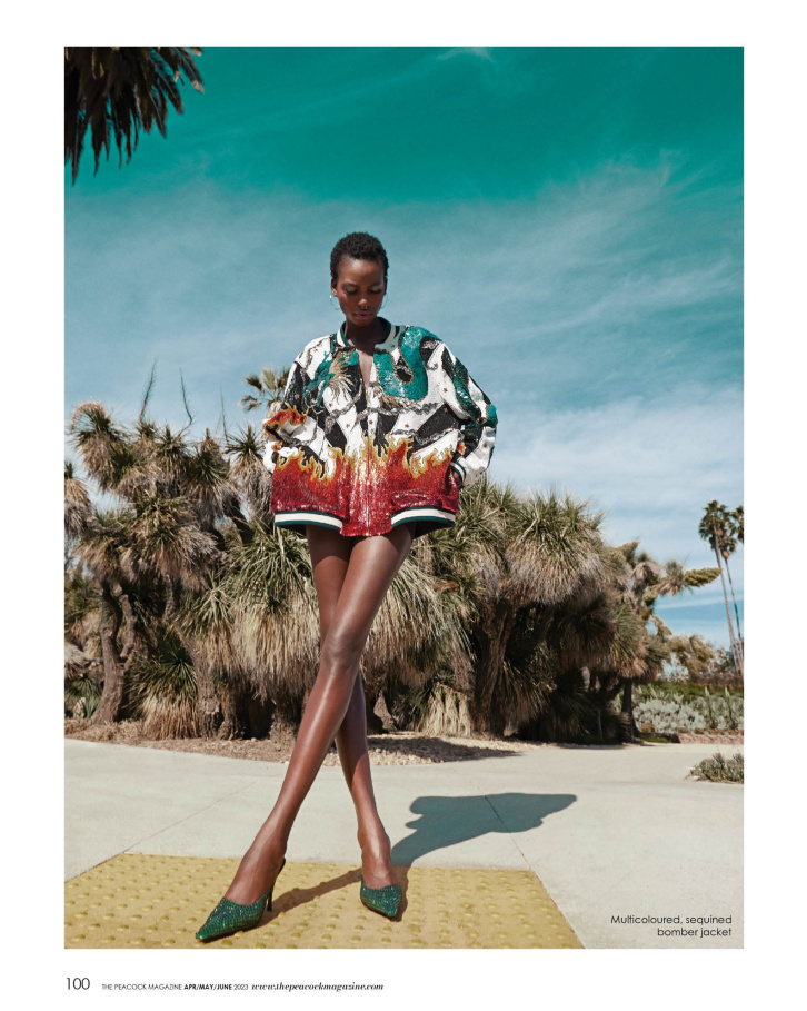 Multicoloured, sequined bomber jacket