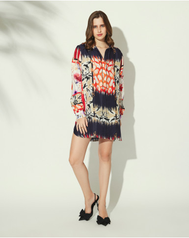 Tangerine Bloom short dress