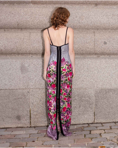 Anemone, Multicolored Sequinned Long Dress