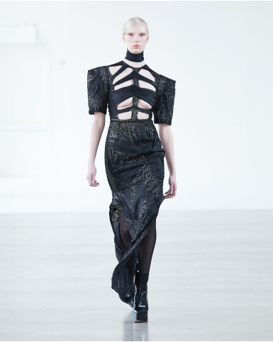 Black cut-out embellished dress