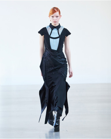 Black and powder blue long dress