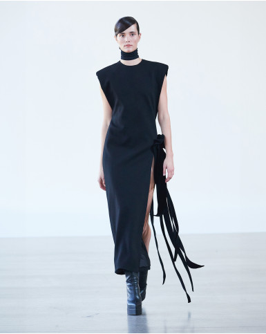 Black long dress with side-slit