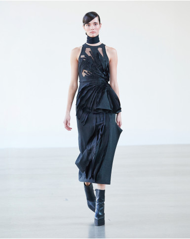 Grey midi patchwork dress