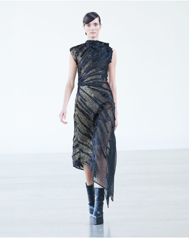 Black gold sequined midi dress