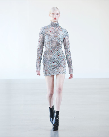 Grey sheer short dress
