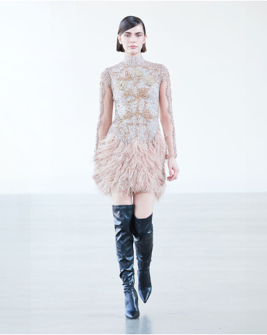 Beige-based short dress