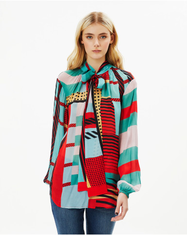 Geometric tie-up Blouse