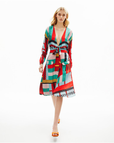Geometric Plunged Dress