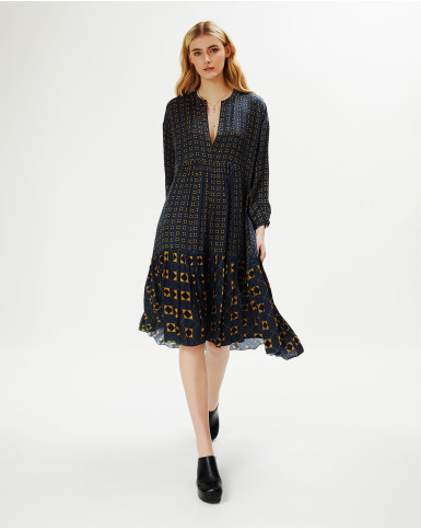 French Navy Blue Midi Dress